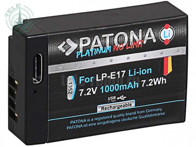 Аккумулятор Patona Platinum аналог Canon LP-E17 с зарядкой по USB-C