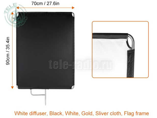 Флаг 4в1 E-IMAGE F05-36 Flag panel stainless steel 70*90 cm, fabric: gold/silver/black/white